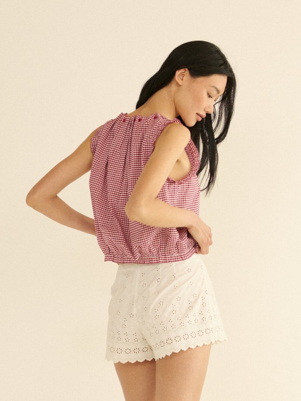NWT DOEN Traveler Top Mulberry La Maddalena Gingham Small - Picture 4 of 10